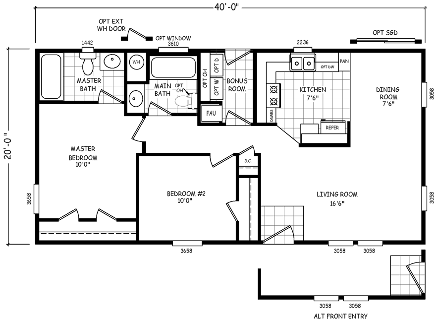 Durango 20 X 40 800 sqft Mobile Home | Factory Select Homes