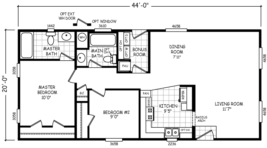 Longmont 20 X 44 880 sqft Mobile Home | Factory Select Homes