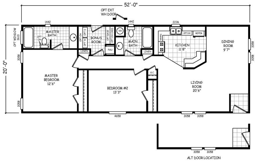 Salida 20 X 52 1040 sqft Mobile Home | Factory Select Homes